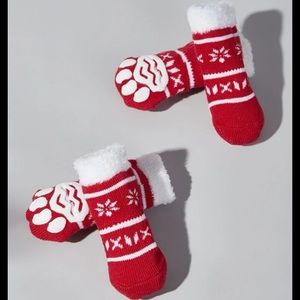 4pcs Pet Anti-slip Socks/ Red and White / Size small